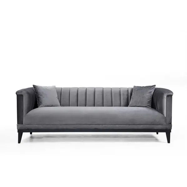 Canapea Fixa cu 3 Locuri Trendy, Gri Inchis, 225x89x79 cm