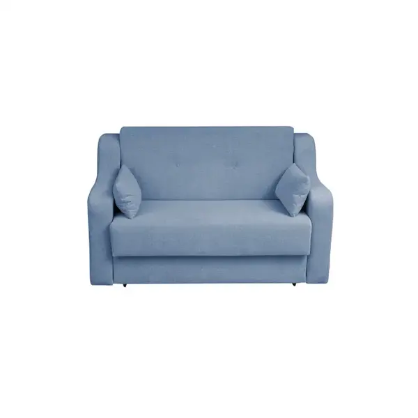 Canapea GINA II extensibila, 2 locuri, cu arcuri si lada depozitare, albastru deschis, 155x100x95 cm