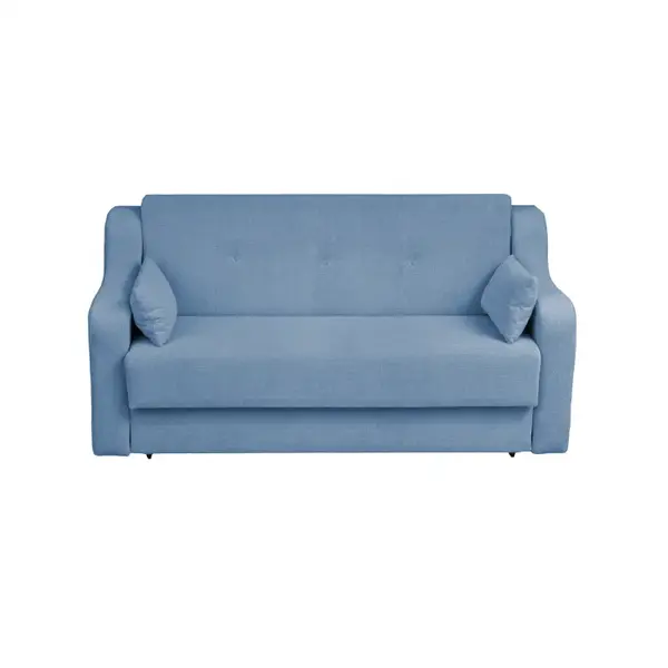 Canapea GINA XL II extensibila, 3 locuri, cu arcuri si lada depozitare, albastru deschis, 190x100x95 cm