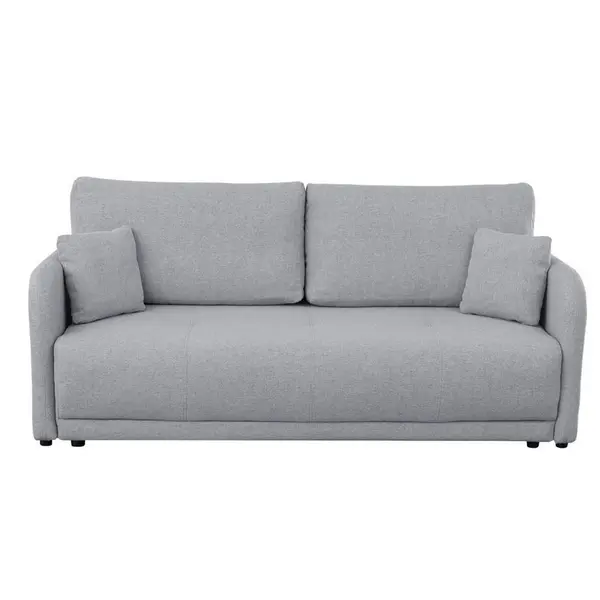 Canapea, lemn, plastic, textil, gri deschis