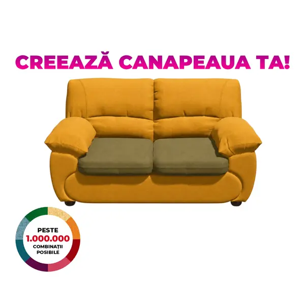 Canapea LUXOR 2L extensibila, 2 locuri, 171x95x95 cm, Configurator 3D