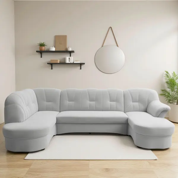 Canapea Modulară, textil, argintiu