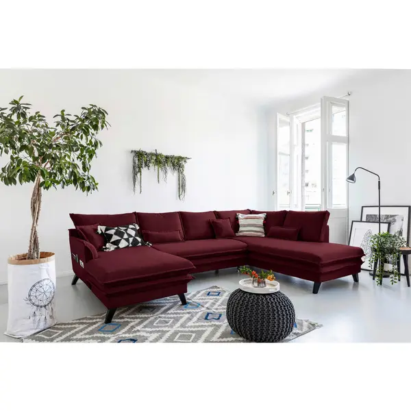 Canapea Modulară, textil, bordo