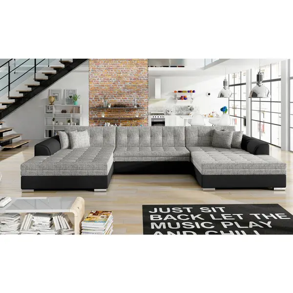 Canapea Modulară, textil, gri, negru