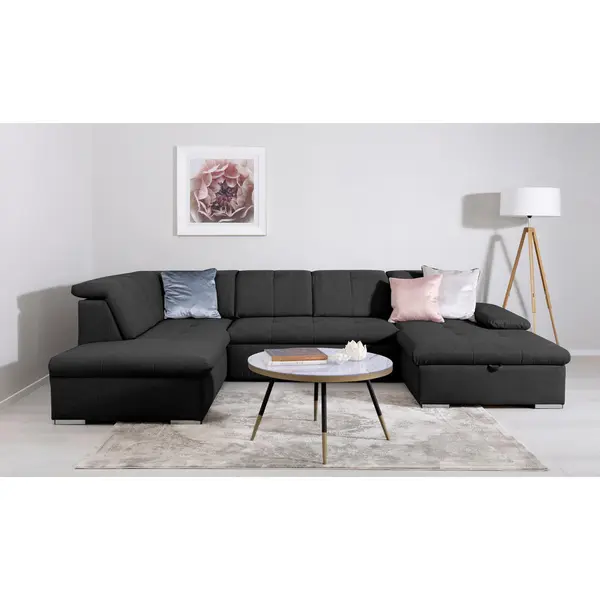 Canapea Modulară, textil, negru