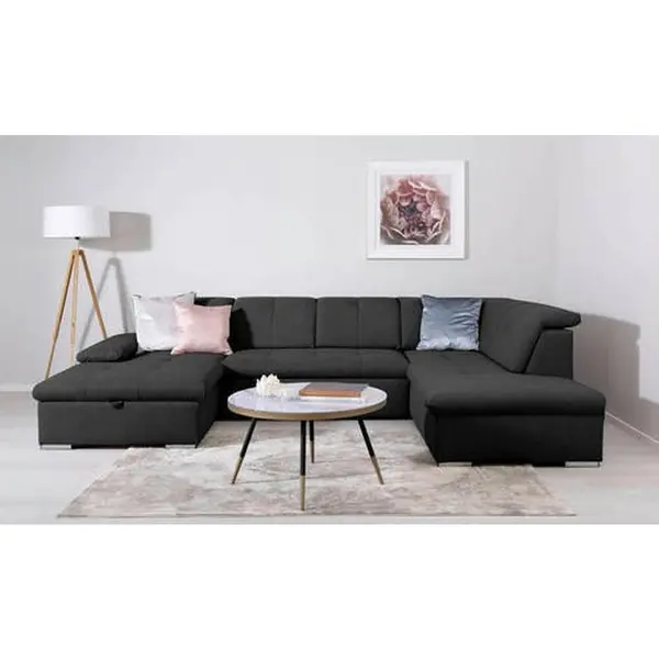 Canapea Modulară, textil, negru