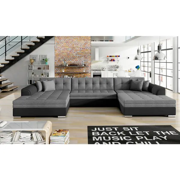 Canapea Modulară, textil, negru, grafit