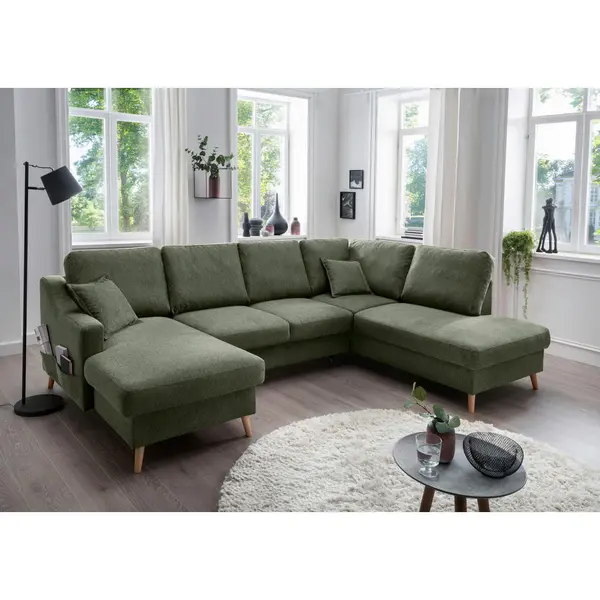 Canapea Modulară, textil, verde închis