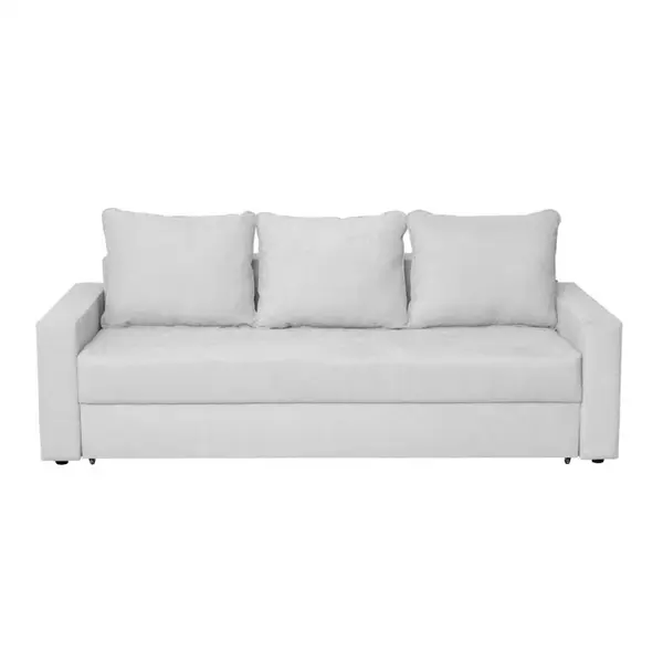 Canapea NICO II 3L extensibila, 3 locuri, cu arcuri si lada depozitare, gri deschis, 220x85x75 cm