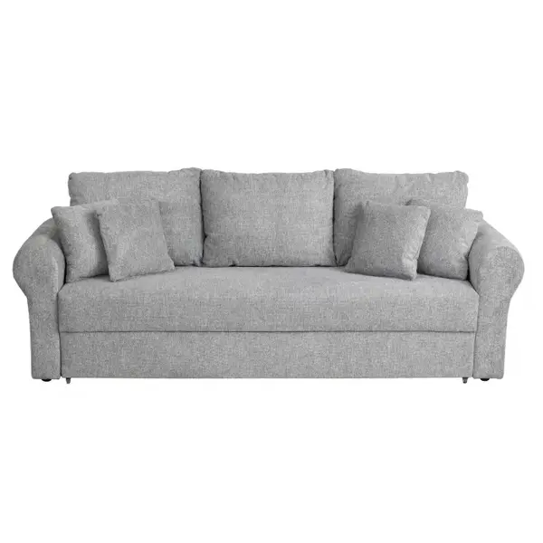 Canapea SARA II extensibila, 3 locuri, cu lada depozitare, gri, 235x90x75 cm