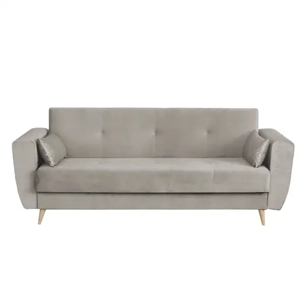 Canapea SIENA I extensibila, 3 locuri, cu arcuri si lada depozitare, bej, 225x85x95 cm