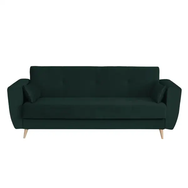Canapea SIENA I extensibila, 3 locuri, cu arcuri si lada depozitare, verde smarald, 225x85x95 cm