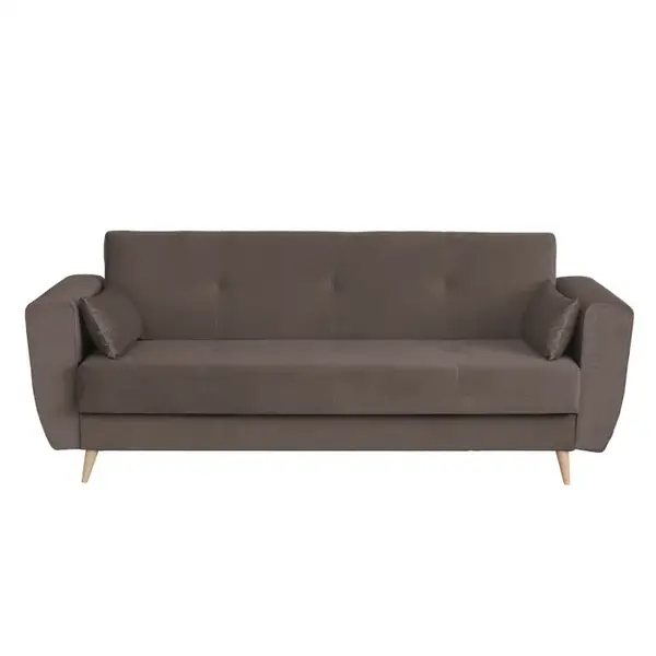 Canapea SIENA I extensibila, 3 locuri, cu arcuri si lada depozitare, maro, 225x85x95 cm