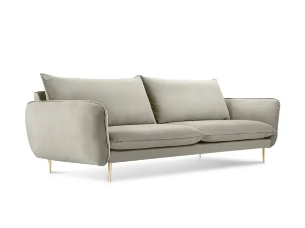 Canapea tapitata Vienna 3 locuri catifea/picioare gold – L200 x l92 x h95