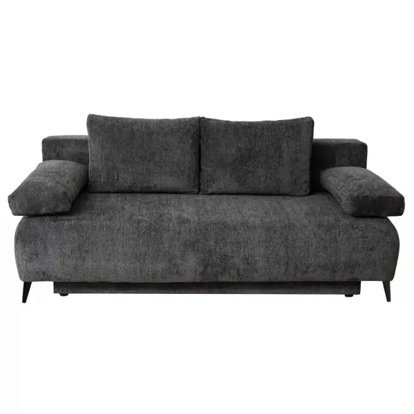 Canapea TIME NEW extensibila, 3 locuri, cu arcuri si lada depozitare, gri inchis, 200x100x90 cm
