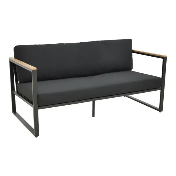 Canapea trei locuri cu structură metalică Aurelio, neagră, 192x74x63 cm