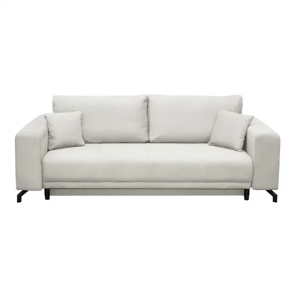 Canapea VEGA POINT extensibila, 3 locuri, cu arcuri si lada depozitare, crem, 237x110x73 cm