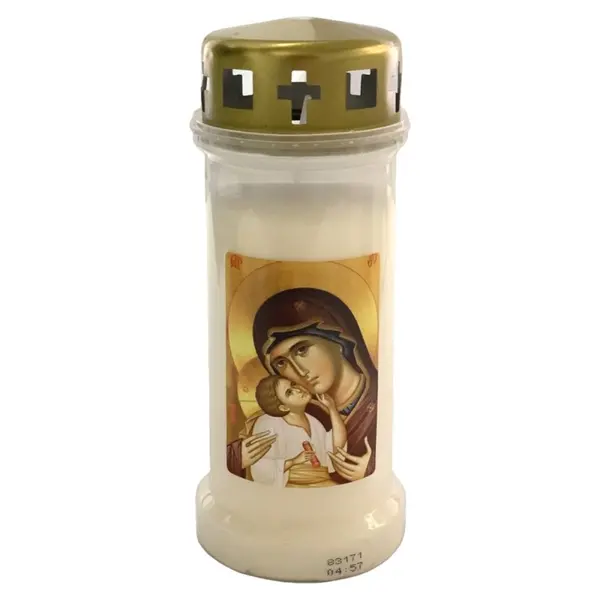 Candela Bolsius Nr. 6 cu Capac Maica Domnului Bizantin - Alb