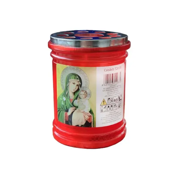 Candela cu Capac Anti-Vant T20E Rosu