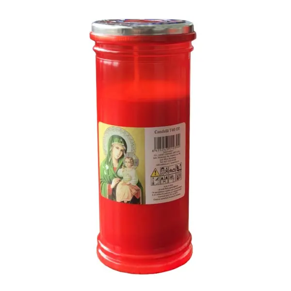 Candela cu Capac Anti-Vant T40E Rosu