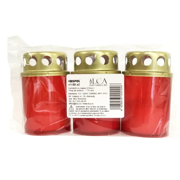 Candela cu Capac Bispol, 12 Ore, 3 Bucati