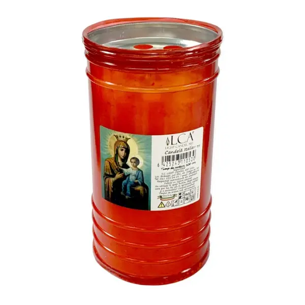 Candela din Plastic cu Capac Anti-Vant Rosu, 120 Ore