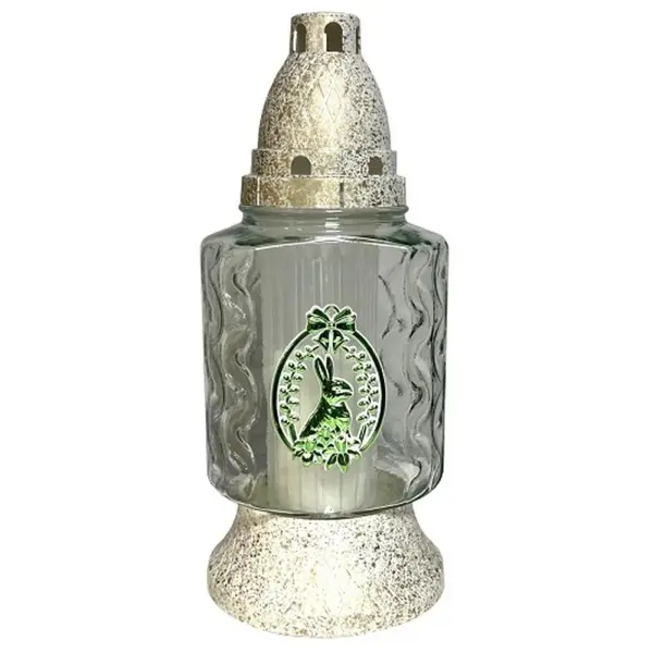 Candela din Sticla cu Decoratiune de Pasti, Iepure