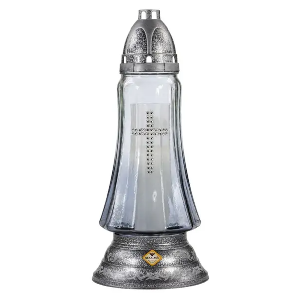 Candela din Sticla Fumurie cu Cruce 537F - CR Max-Pol 41 Ore