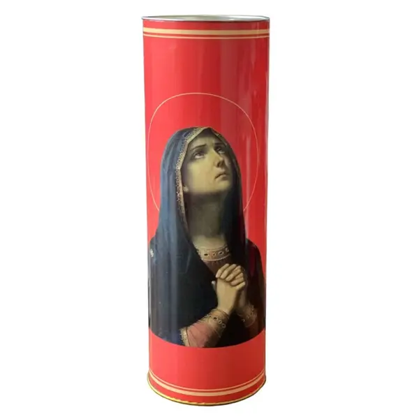 Candela Ecologica cu Capac Anti-Vant Maica Domnului, 120 Ore, 21 cm