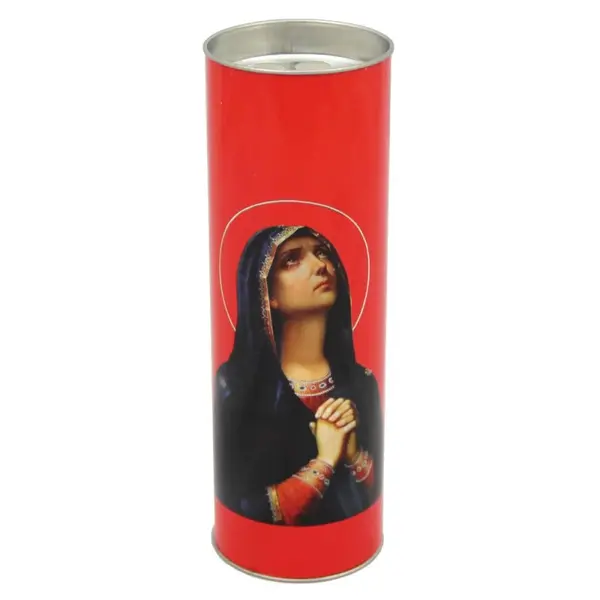 Candela Ecologica cu Capac Anti-Vant Maica Domnului, 96 Ore, 18.5 cm