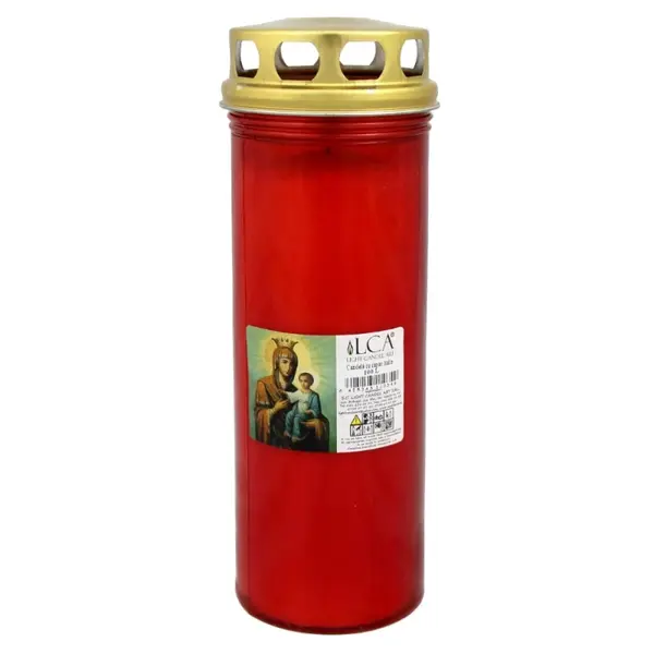 Candela Plastic cu Capac Anti-Ploaie Rosu, 165 Ore