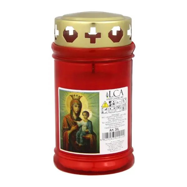 Candela Plastic cu Capac Anti-ploaie Rosu, 48 Ore
