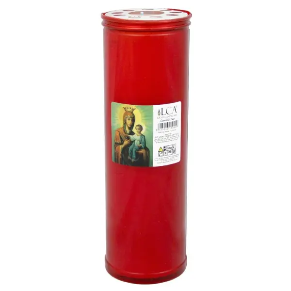 Candela Plastic cu Capac Anti-Vant Rosu, 120 Ore