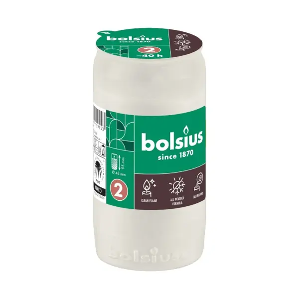 Candela Rezerva Nr.2, Bolsius, Alb, 40 Ore