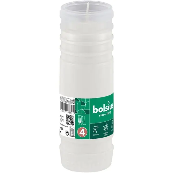 Candela Rezerva Nr. 4P DNI, Bolsius, Diametru 7 cm, Alba, 79 Ore
