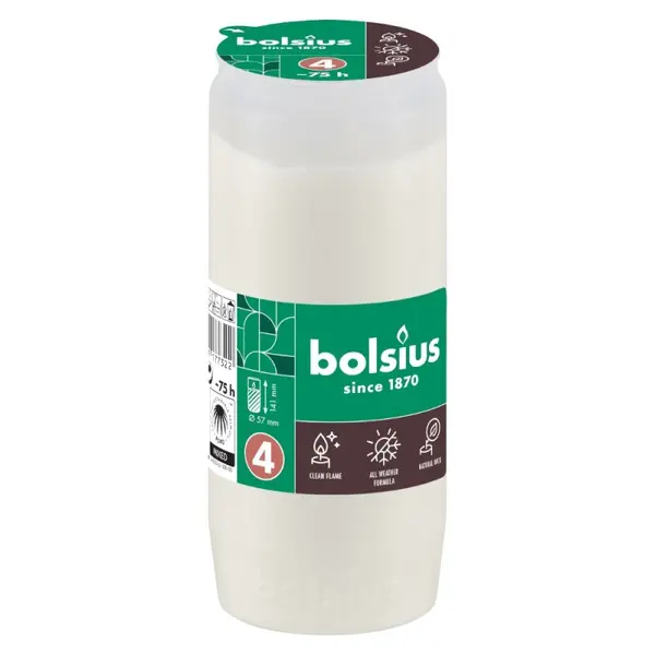Candela Rezerva Nr.5, Bolsius, Alb, 76 Ore
