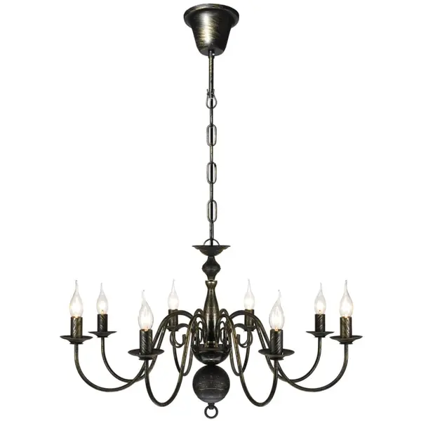 Candelabru alb de metal in stil antichizat, 8 x becuri e14