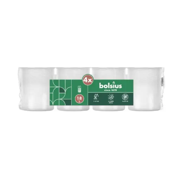 Candele Rezerva, Albe, Bolsius, Nr. 40, 18 Ore, 4 Bucati
