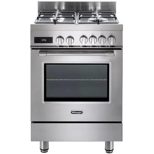 CANDY Aragaz profesional De Longhi PRO 66 MXL PZ RO, 4 arzatoare, Gaz + Electric, L 60 cm, Grill, Inox