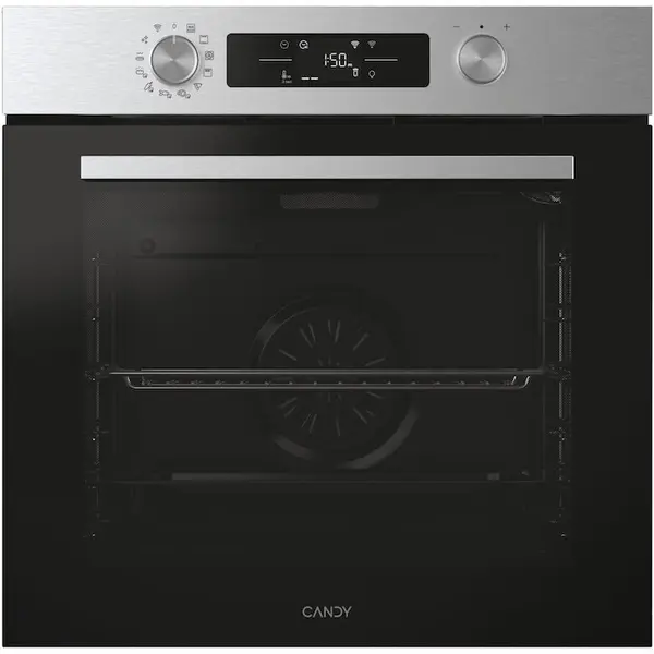 CANDY Cuptor incorporabil Candy Titanium CA6 N5B3EYTX, Electric, 78 litri, Curatare Pirolitica & Hidrolitica, WiFi, Tehnologie Easy STEAM, 12 functii, Raft telescopic, Clasa A++, Inox
