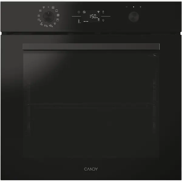 CANDY Cuptor incorporabil Candy Titanium CA6 NP5B3EHTB, Electric, 78 litri, Curatare Hidrolitica, WiFi, Tehnologie Easy STEAM, 12 functii, Butoane Push-pull, Softclose, Raft telescopic, Clasa A++, Negru