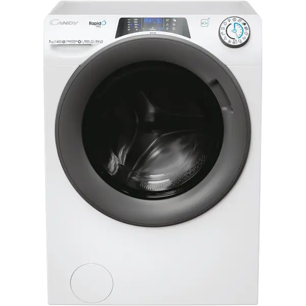 CANDY Masina de spalat rufe Slim, Candy Rapido Pro RP4 476BWMR/1-S, 7 kg, 1400 RPM, Clasa A, Motor Inverter, Quick&Clean Technology, Steam Hygiene+, WiFi, Easy Iron+, Alb