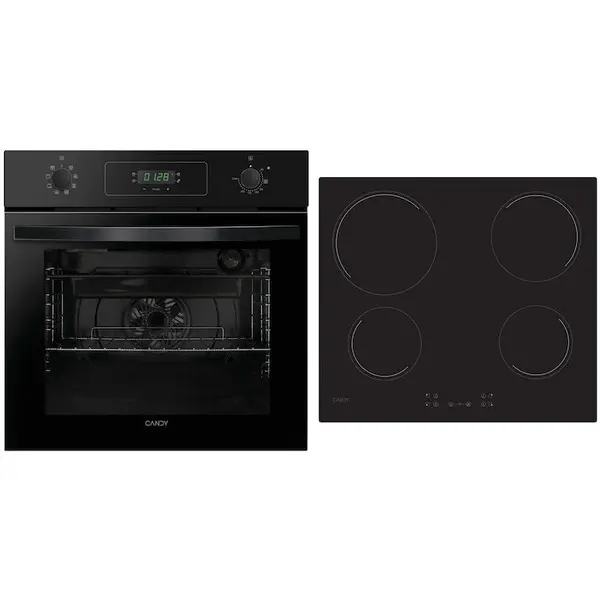 CANDY Pachet Candy P CI 27BCH64CCB, cuptor electric incorporabil F IDCP N615 L, clasa A+, 70 litri, 7 programe gatire, negru si plita vitroceramica CH64CCB, 4 zone, touch control, 60 cm, negru
