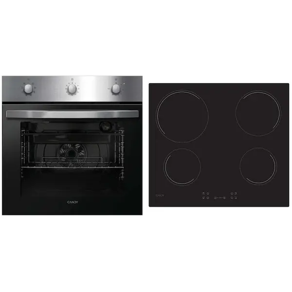 CANDY Pachet Candy P CT20CXCH64CCB, cuptor electric incorporabil F IDC X612, clasa A+, 70 litri, 7 programe de gatire, inox, plita vitroceramica CH64CCB, 4 zone, touch control, 60 cm, negru