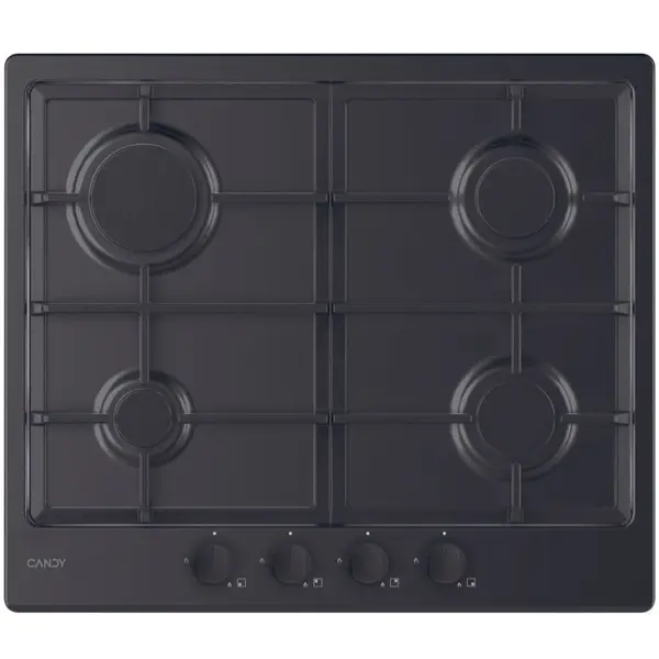CANDY Plita incorporabila Candy CHG6BRBB, Gaz, 4 arzatoare, Aprindere electrica one touch, Gratare fonta, 60 cm, Neagra