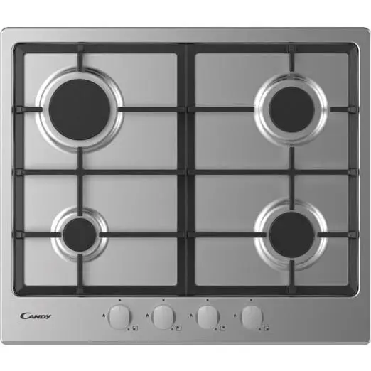CANDY Plita incorporabila Candy CHG6BRX, Gaz, 4 arzatoare, Aprindere electrica one touch, Gratare fonta, Siguranta, 60 cm, Inox