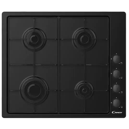 CANDY Plita incorporabila Candy CHW6LBB, Gaz, 4 Arzatoare, Aprindere electrica, Siguranta arzatoare, 60 cm, Negru