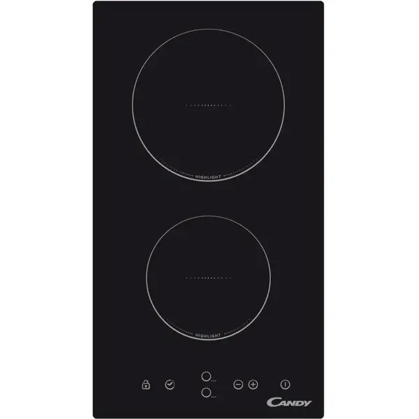 CANDY Plita incorporabila domino Candy CDH30, Vitroceramica, 2 zone de gatit, Control Touch, Timer, Negru