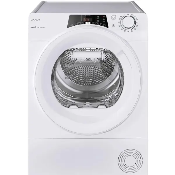 CANDY Uscator de rufe Candy Rapido RO EH8N2TE-S, Pompa de caldura, 8 kg, Clasa D, WiFi, Easy case, Senzor uscare, Antisifonare, Alb