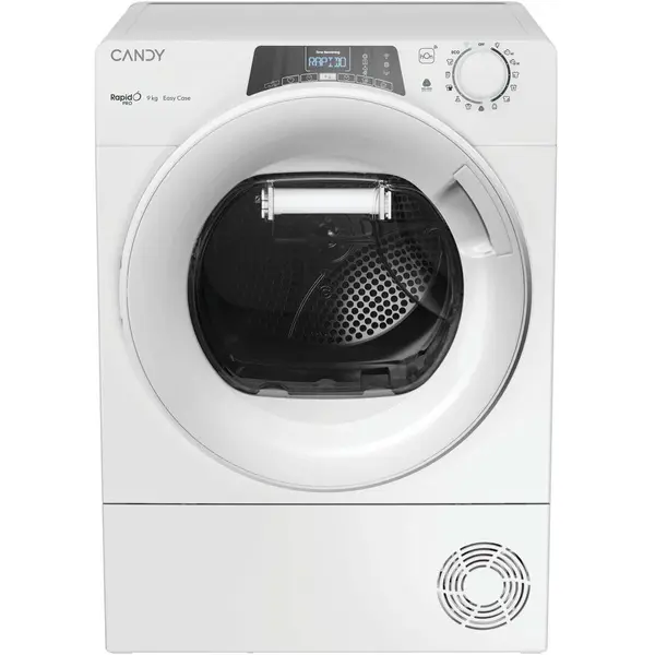 CANDY Uscator de rufe Candy Rapido RP EH9N2TE-S, Pompa de caldura, 9 kg, Clasa D, WiFi, Easy case, Senzor uscare, Antisifonare, Alb